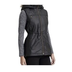ATHLETA Alpine Air Vest Women's Size XS Coated Fleece Lined Hooded Jacket